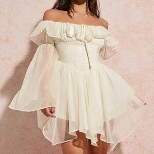 Elegant Cream Off-Shoulder Dress